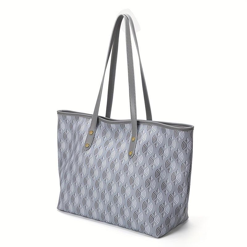 Geometric Pattern Tote Bag Set Stylish Shoulder Bag With Purse