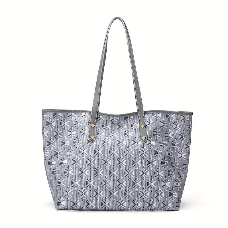 Geometric Pattern Tote Bag Set Stylish Shoulder Bag With Purse
