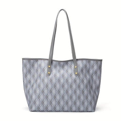 Geometric Pattern Tote Bag Set Stylish Shoulder Bag With Purse