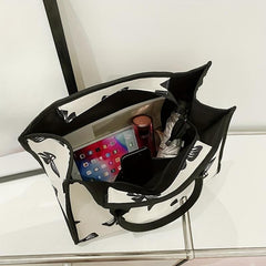 Bow Pattern Large Capacity Canvas Tote Satchel Bag