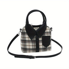 Plaid Shirt Shaped Handbag Crossbody Satchel Purse
