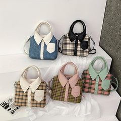 Plaid Shirt Shaped Handbag Crossbody Satchel Purse