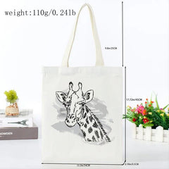 Giraffe Print Canvas Shoulder Bag Lightweight All Match Handbag
