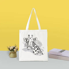 Giraffe Print Canvas Shoulder Bag Lightweight All Match Handbag