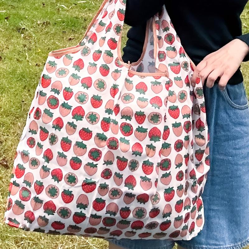 Cartoon Strawberry Pattern Shoulder Bag Lightweight Shopper Bag