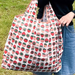 Cartoon Strawberry Pattern Shoulder Bag Lightweight Shopper Bag