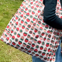 Cartoon Strawberry Pattern Shoulder Bag Lightweight Shopper Bag