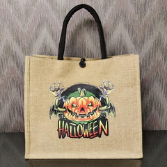 Halloween Funny Pumpkin Canvas Tote Bag With Clutch Purse