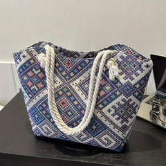 Vintage Geometric Tote Bag Ethnic Shoulder Bag Women's Handbag