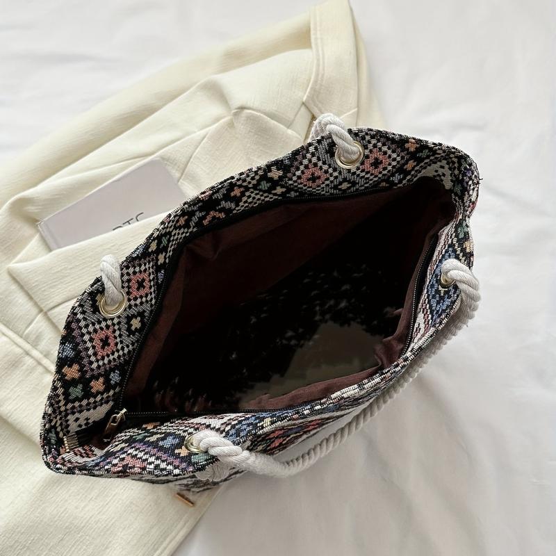 Vintage Geometric Tote Bag Ethnic Shoulder Bag Women's Handbag