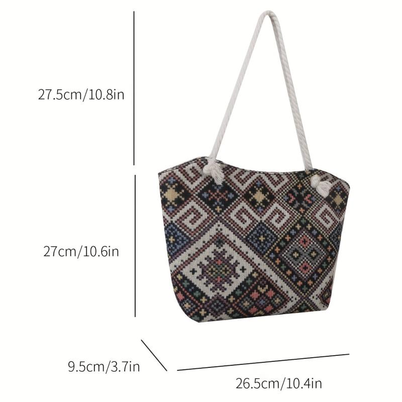 Vintage Geometric Tote Bag Ethnic Shoulder Bag Women's Handbag