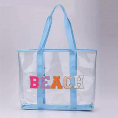 Chenille Letter Embroidery Tote Bag PVC Shoulder Beach Bag