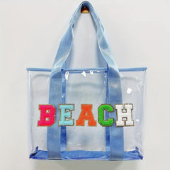 Chenille Letter Embroidery Tote Bag PVC Shoulder Beach Bag