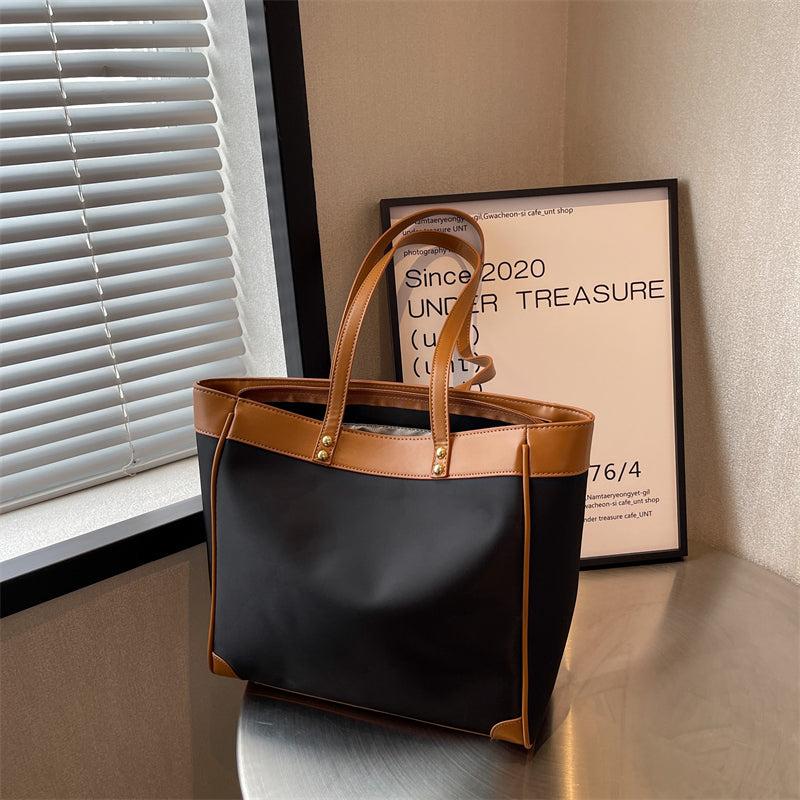 Large Capacity Nylon Tote Bag Colorblock Shoulder Bag