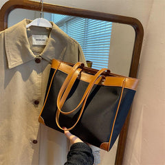 Large Capacity Nylon Tote Bag Colorblock Shoulder Bag