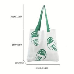 Graffiti Print Tote Bag Knitted Shoulder Bag Stylish Handbag