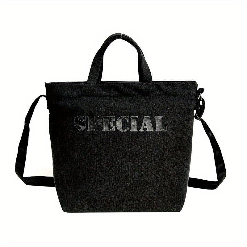 Vintage Letter Graphic Crossbody Bag Retro Large Capacity Shoulder Bag