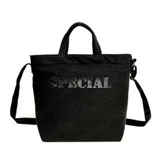 Vintage Letter Graphic Crossbody Bag Retro Large Capacity Shoulder Bag