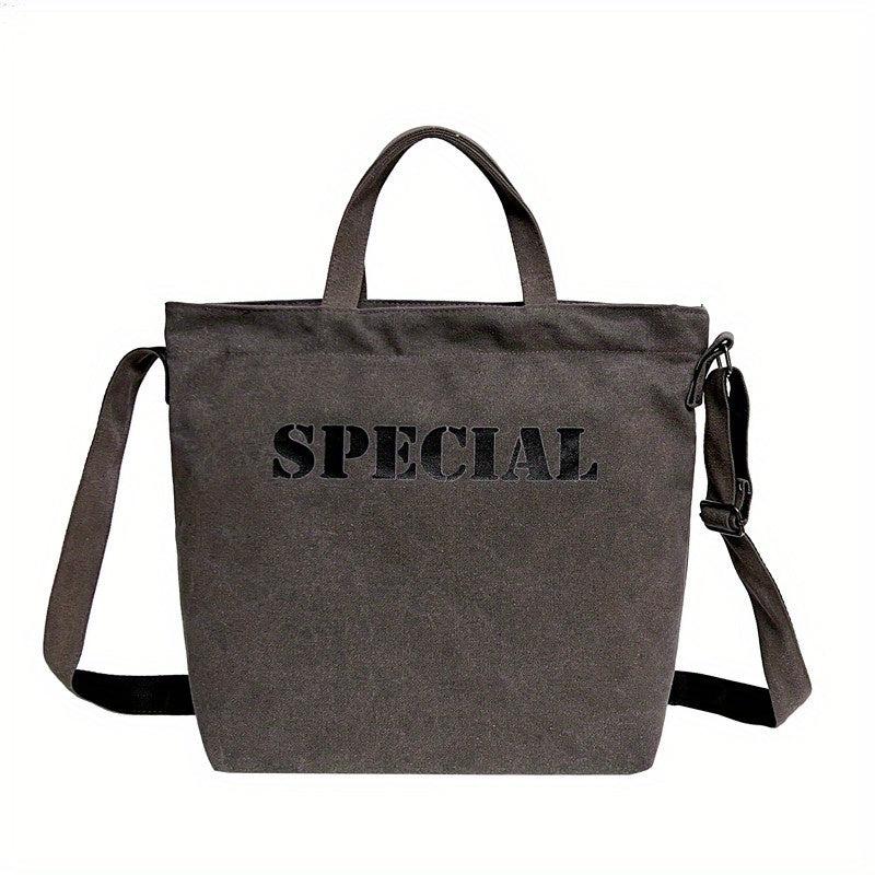 Vintage Letter Graphic Crossbody Bag Retro Large Capacity Shoulder Bag