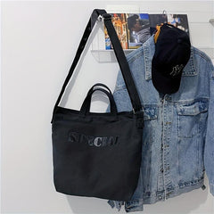 Vintage Letter Graphic Crossbody Bag Retro Large Capacity Shoulder Bag