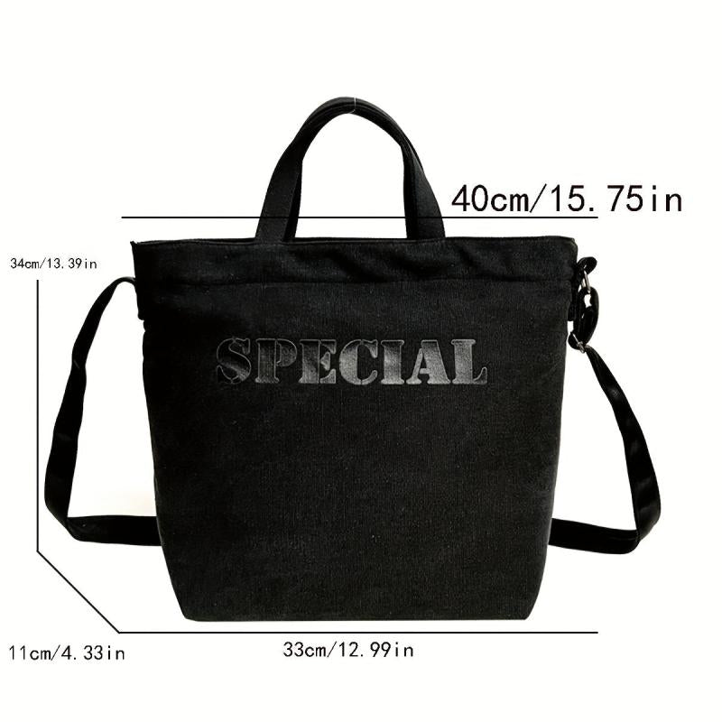 Vintage Letter Graphic Crossbody Bag Retro Large Capacity Shoulder Bag