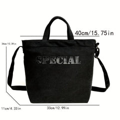 Vintage Letter Graphic Crossbody Bag Retro Large Capacity Shoulder Bag