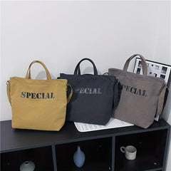 Vintage Letter Graphic Crossbody Bag Retro Large Capacity Shoulder Bag
