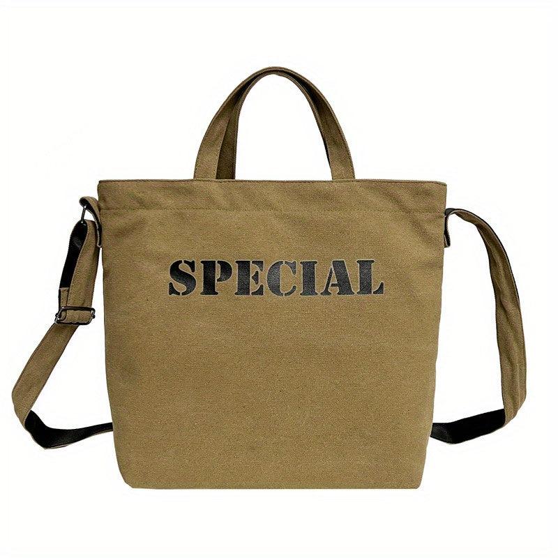 Vintage Letter Graphic Crossbody Bag Retro Large Capacity Shoulder Bag