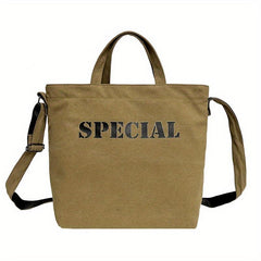 Vintage Letter Graphic Crossbody Bag Retro Large Capacity Shoulder Bag