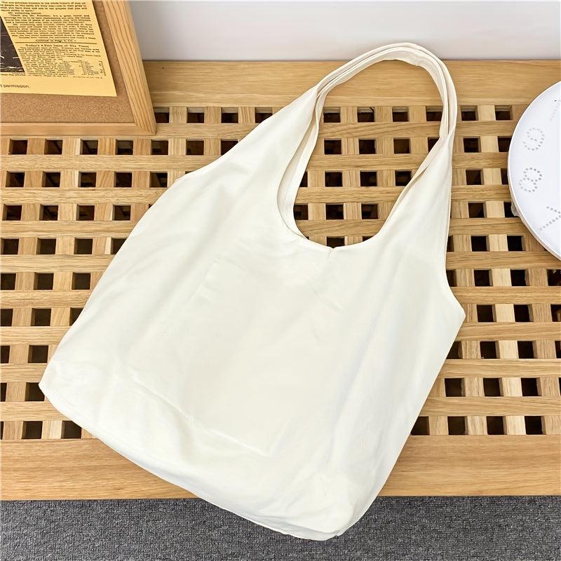 Cartoon Print Canvas Tote Bag Large Capacity Shoulder Bag For Shopping