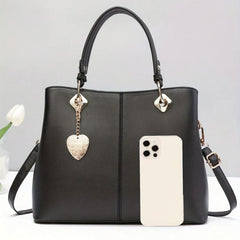 Large Capacity Tote Bag Casual Top Handle Handbag With Heart Pendant