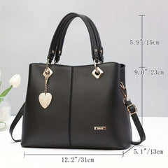 Large Capacity Tote Bag Casual Top Handle Handbag With Heart Pendant