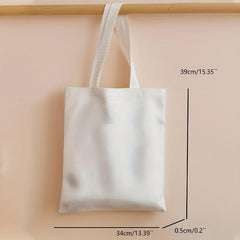 Letter & Butterfly Print Canvas Tote Bag Large Capacity Handbag