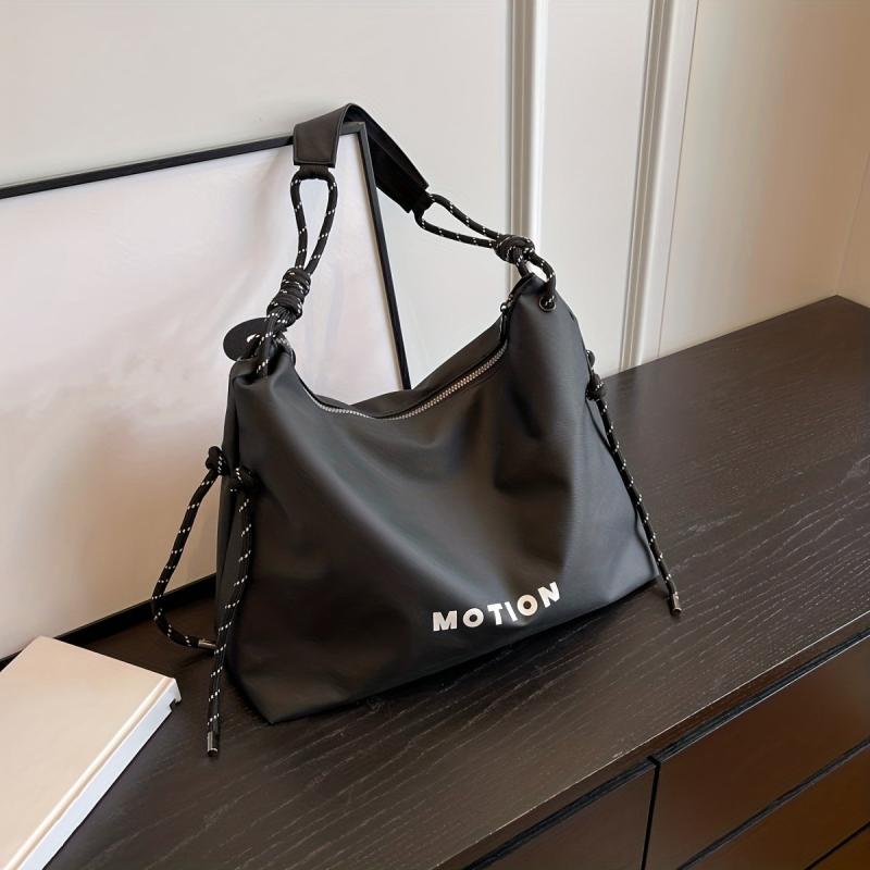 Large Capacity Zipper Tote Hobo Bag PU Leather Textured Shoulder Bag