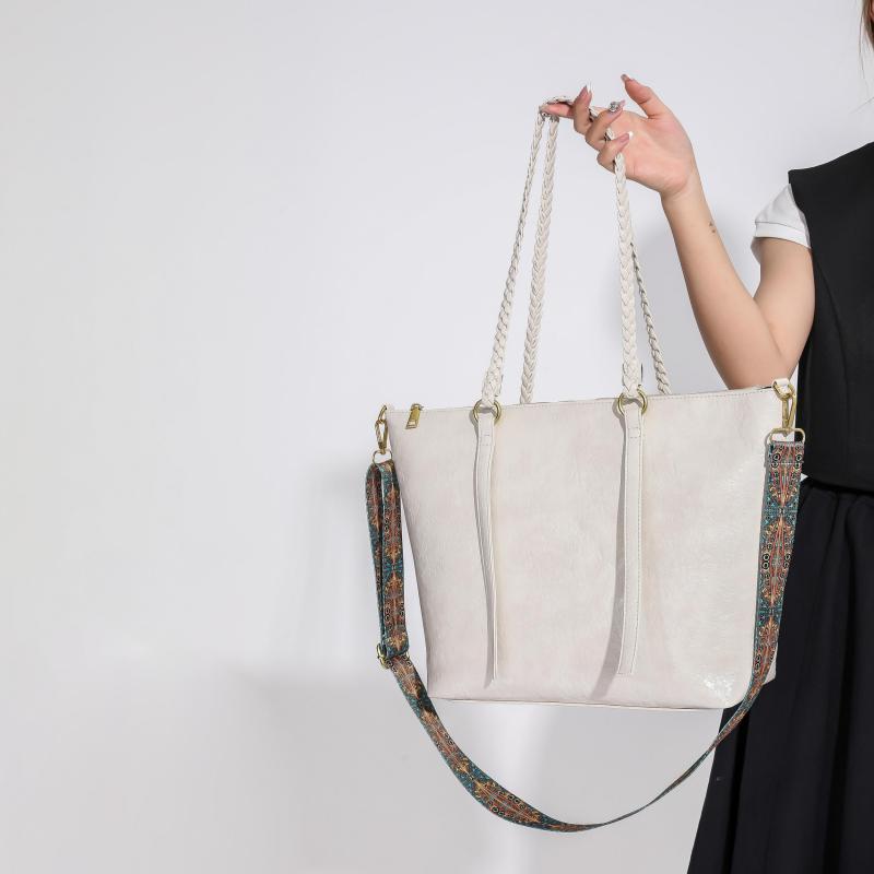 Vintage Large Capacity Shoulder Bag Classic Tote Bag with Fixed Straps