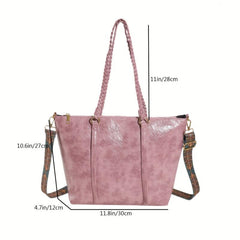 Vintage Large Capacity Shoulder Bag Classic Tote Bag with Fixed Straps