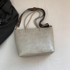 Vintage Large Capacity Shoulder Bag Classic Tote Bag with Fixed Straps