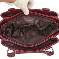 Classic Solid Tote Bag All Match Shoulder Bag Women's Minimalist Handbag