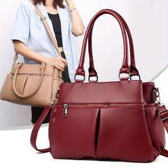 Classic Solid Tote Bag All Match Shoulder Bag Women's Minimalist Handbag