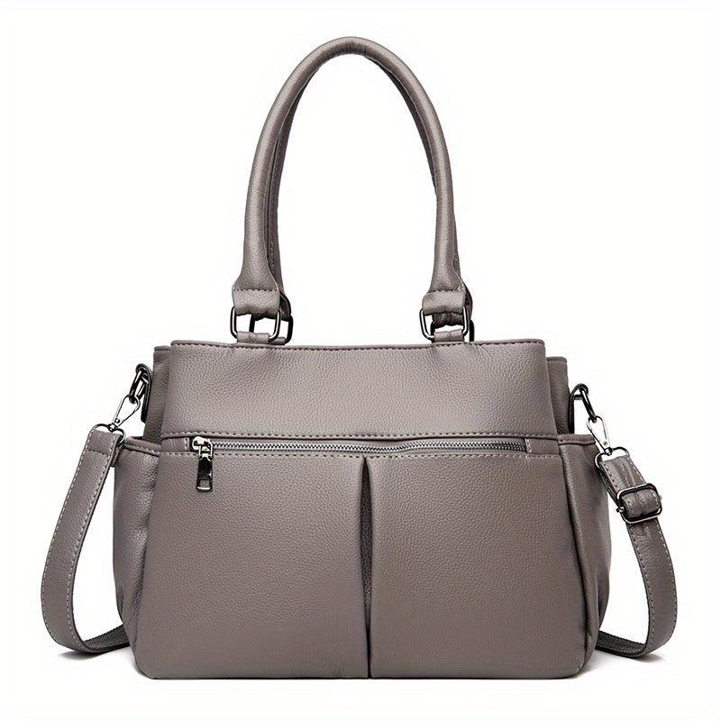 Classic Solid Tote Bag All Match Shoulder Bag Women's Minimalist Handbag
