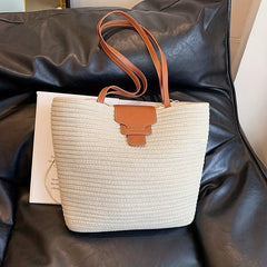 Boho Style Straw Tote Bag for Travel, Vacation