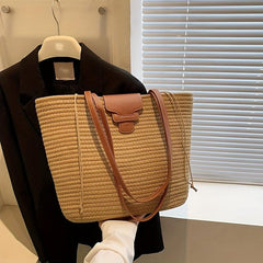 Boho Style Straw Tote Bag for Travel, Vacation