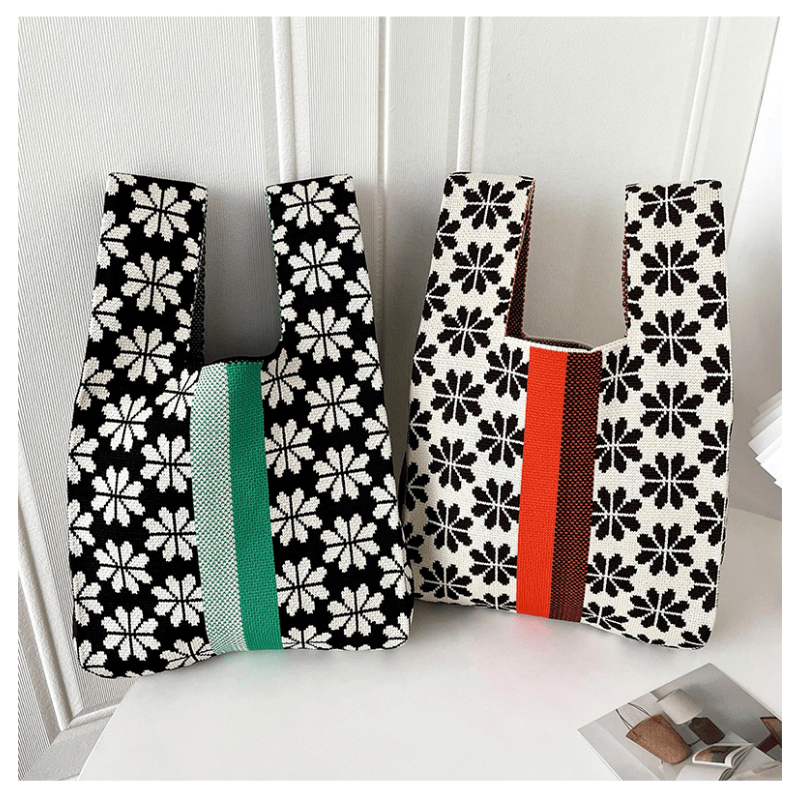 Snowflake Pattern Crochet Bag Knitted Tote Handbags Women's Vest