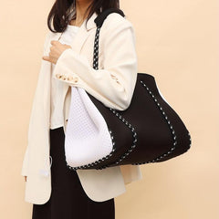 Neoprene Summer Beach Bag Large Capacity Tote Bag Contrast Shoulder Bag