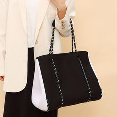 Neoprene Summer Beach Bag Large Capacity Tote Bag Contrast Shoulder Bag