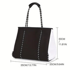 Neoprene Summer Beach Bag Large Capacity Tote Bag Contrast Shoulder Bag