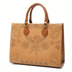 Vintage Phoenix Embossed Tote Bag Ethnic Style Shoulder Bag