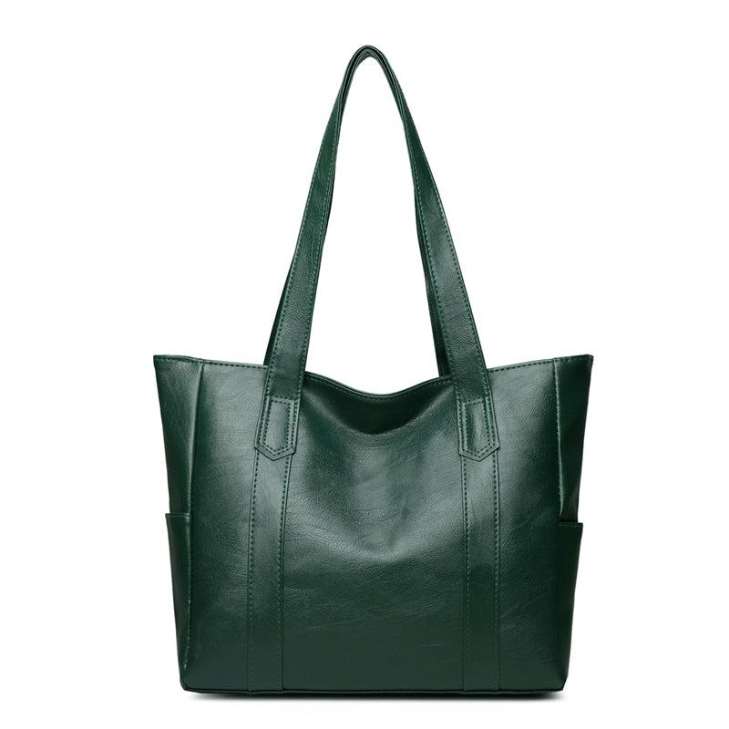 Large Capacity Shoulder Bag Zipper Handbag Casual Solid Tote Bag Women