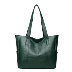 Large Capacity Shoulder Bag Zipper Handbag Casual Solid Tote Bag Women