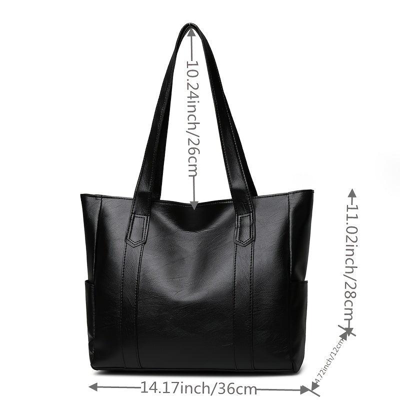 Large Capacity Shoulder Bag Zipper Handbag Casual Solid Tote Bag Women